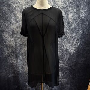 Skingraft 100% silk sheer black tunic graphic goth minimalist